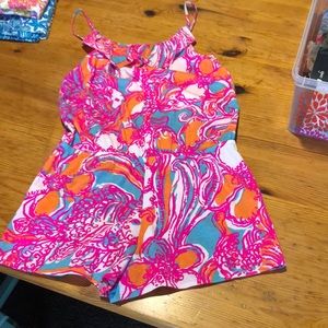 NWOT!! LP SHORELY BLUE FEELING TANKED ROMPER.